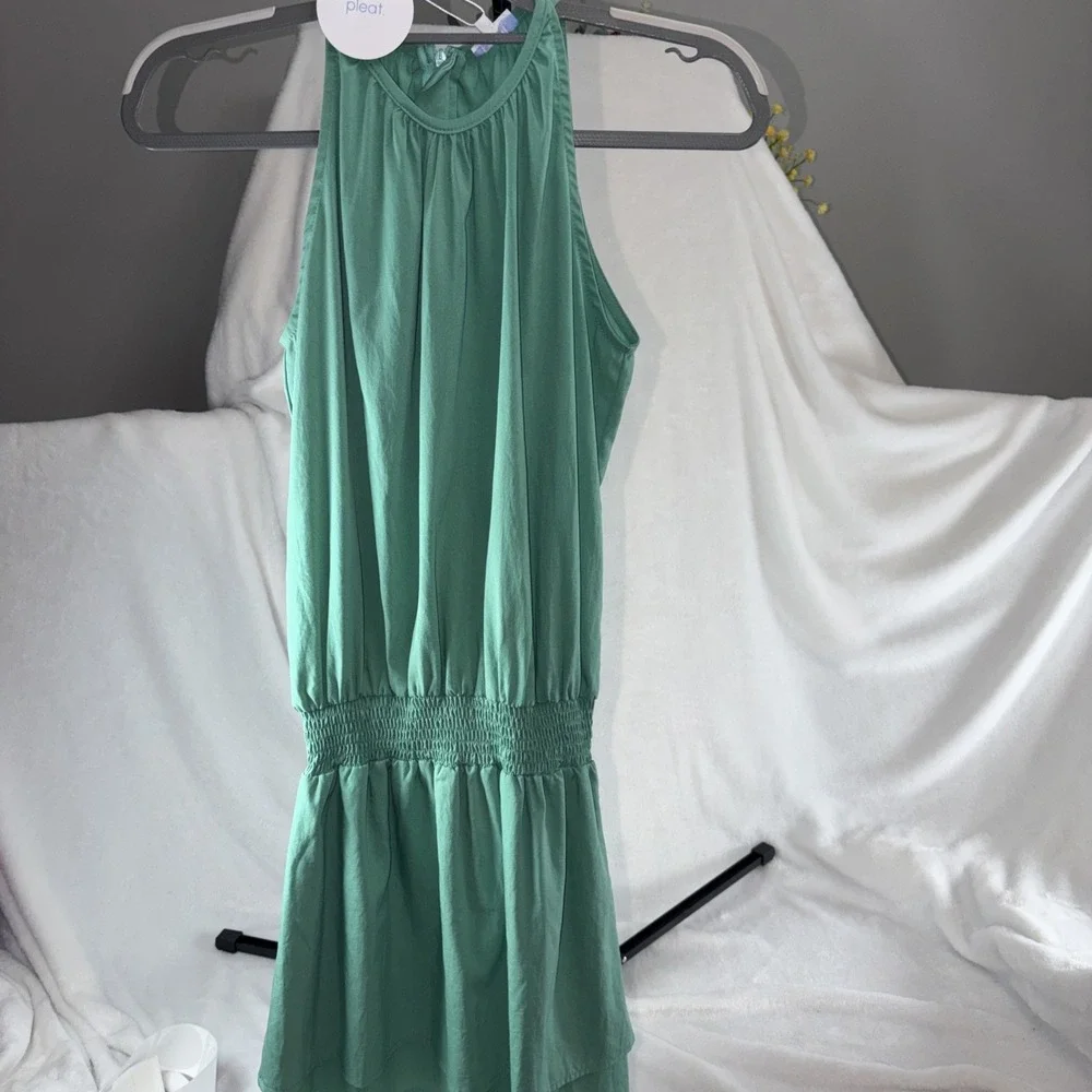 Wells Dress Emerald Green Smocked Waist‎ Halter Neck Tween Size 16 Preppy NWT